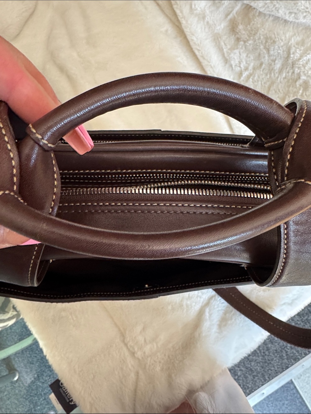 Coach Mahogany Brown Leather Briefcase with Shoulder Strap and Silver Accents 🤎 - Picture 7 of 16